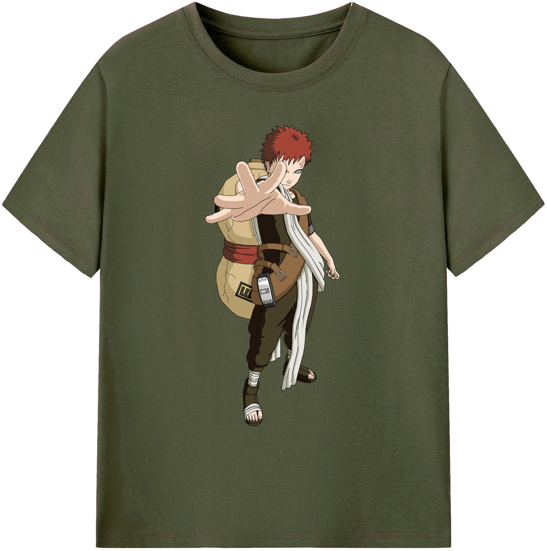 （画像用） NARUTO -ナルト- ガアラ Gaara 綿100％ メンズ半袖Tシャツ｜肌触りやわらか＆通気性